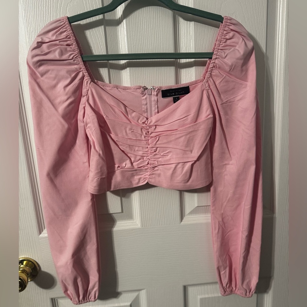 Blue Blush Pink Crop Top